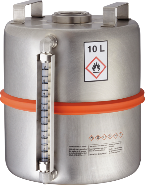 Stainless steel collection can with level indicator,cap. 10 l