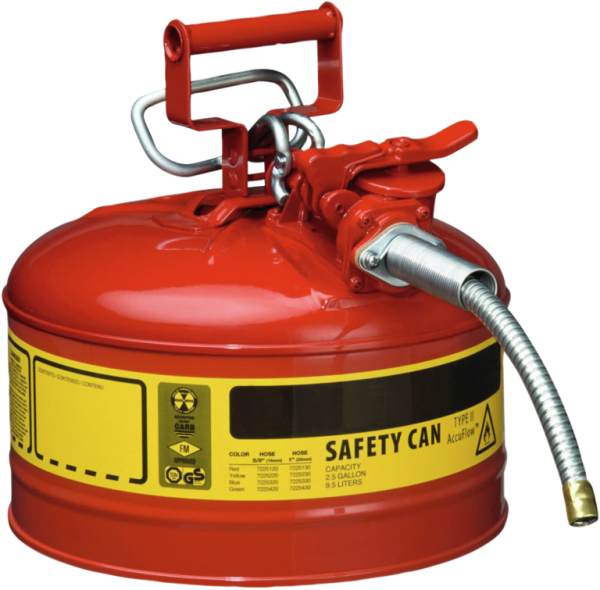 Steel dispensing can with hose dia=16 mm, model, cap.9,5 l